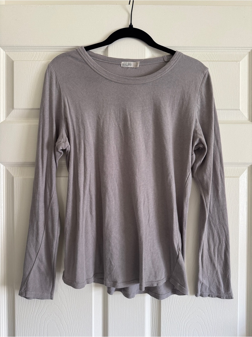 Barefoot Dreams Malibu Collection Long Sleeve Tee – Gray/Taupe | Size XL